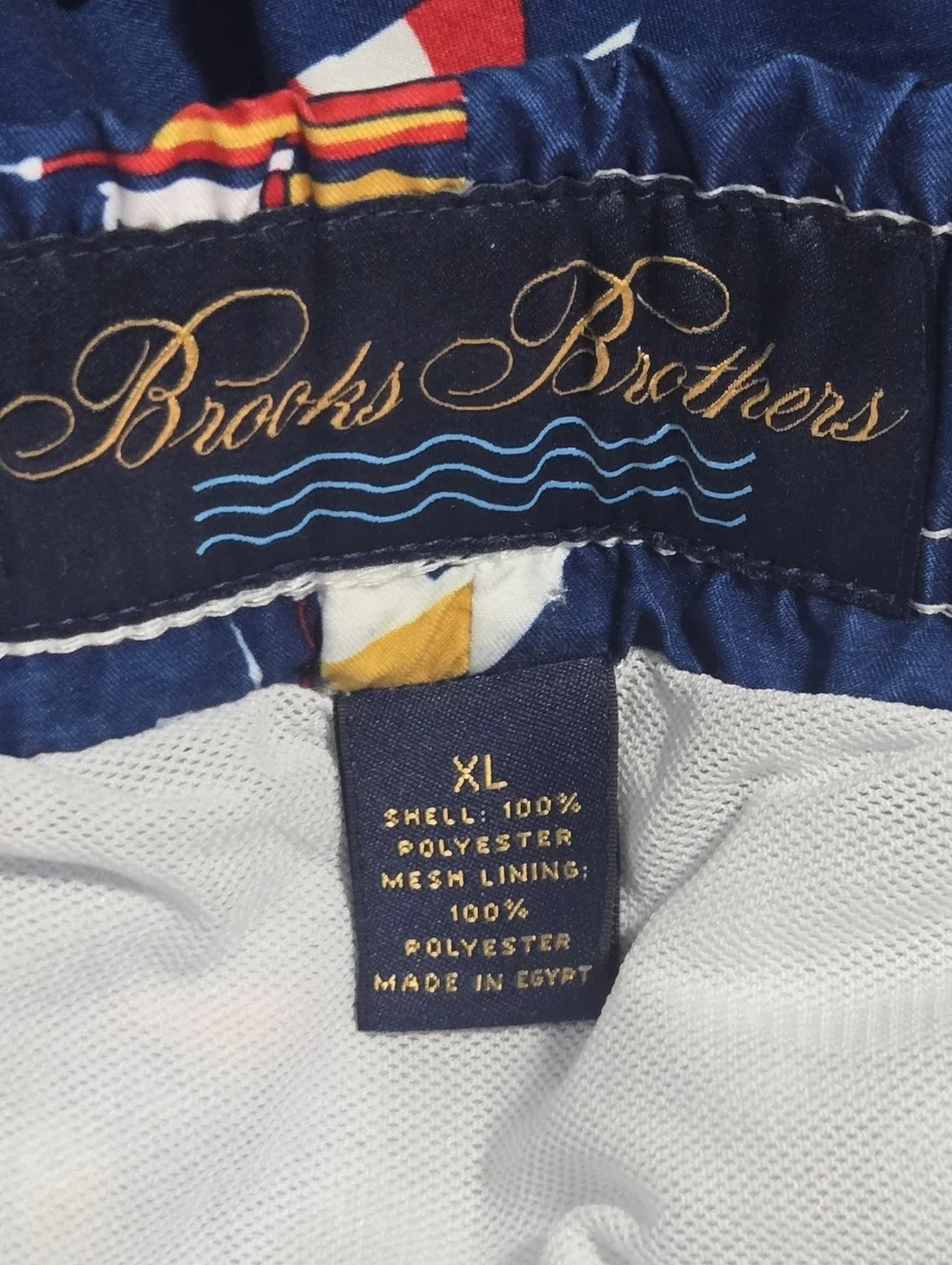 Brooks Brothers Mens Blue Sail Boat Print Swim Trunks Size XL